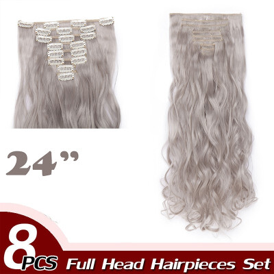 

Curly Full Head Clip Synthetic in Hair Extensions 8 Piece 18 Clips Hairpiece Long Wave for Women