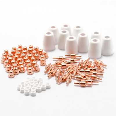 

100PCS Copper Extended Long Plasma Cutter Tip Electrode Nozzle Shieded-cup Gas Ring Kit Consumable For PT-31 -G-40 Cutting Torch