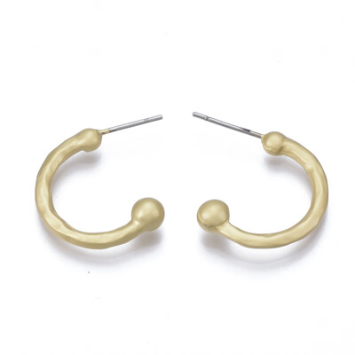 

Alloy Stud Earrings with Steel Pin Matte Style Matte Golden 22x19x4mm Pin 07mm