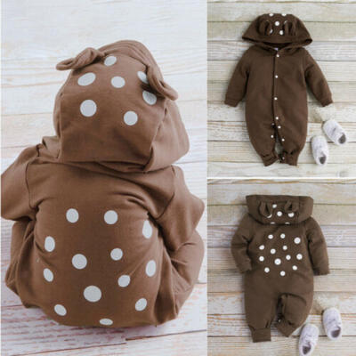 

Newborn Baby Boy Girl Long Sleeve Hooded Jumpsuit Romper Autumn Winter Clothes