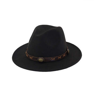 

New Unisex Women Men Western Cowboy Hats Travel Woolen Fedoras Hats Trilby Jazz Hats