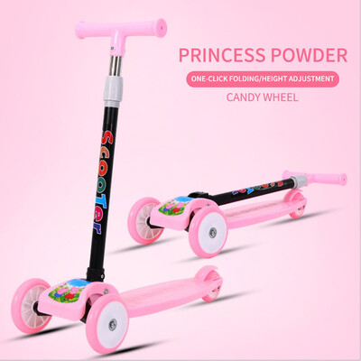 

New Folding meters high Childrens scooter 2-8 years old Three-wheeled flash Skateboarding car Walker