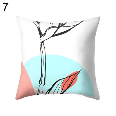 

Flower Color Block Twig Pillow Case Cushion Cover Sofa Bed Car Cafe Office Decor