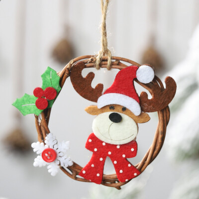 

〖Follure〗Cute Christmas Decorations Non-woven Rattan Ring Pendant Hanging Ornaments
