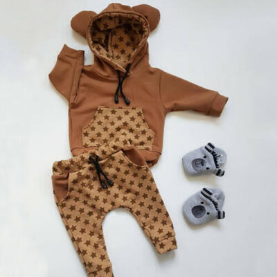 

USA Stock Newborn Baby Boy Girl Ears Hooded Tops Pants Leggings Outfit Clothes