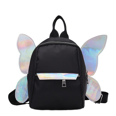 

Womens wing double-shoulder bag Korean womens mini-backpack canvas cute angel travel small bag