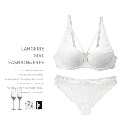 

Push Up Bra Set Sexy Lace Bow Underwear Set Fashion Solid Color Push Up Bra Womens Airy Briefs Set