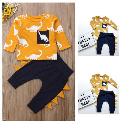 

2PCS Kids Toddler Baby Boys T-shirt TopsPants Leggings Outfits Clothes Suit Set