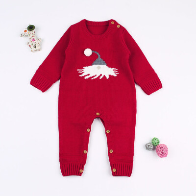 

Newborn Infant Baby Long Sleeve Cartoon Christmas Knitted Romper Jumpsuit Clothe