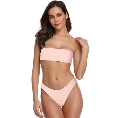 

Roseonmyhand Women Sexy Boho Solid Tie Up Swimwear Beachwear Siamese Swimsuit Bikini Set