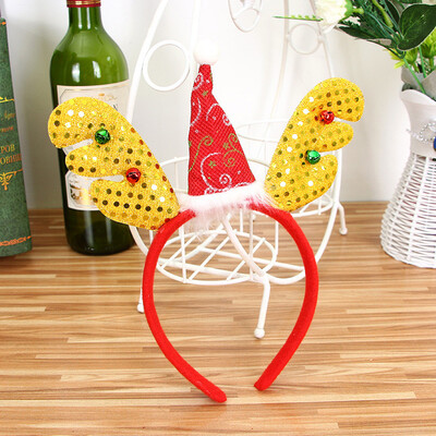 

Gobestart Hot Christmas Headband Santa Xmas Party Decor Double Hair Band Clasp Head Hoop