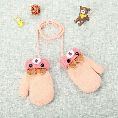 

Winter Warm Toddlers Baby Boy Girl Kids Thick Fur Cartoon Bear Gloves Mittens