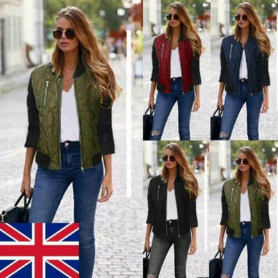 

Womens Casual Jacket Flight Coat Zip Up Biker Punk Casual Tops Outerwear UK
