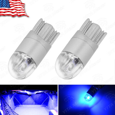 

2X T10 3030 LED 8000K Blue Dome Map Instrument Light Bulbs 158 168 192 194 2825