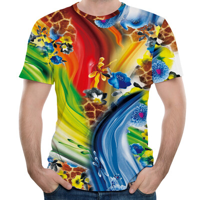

Mens Summer Casual Round Neck Short Sleeve 3D Printed T-shirt Tops Plus Size