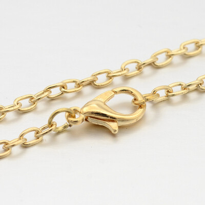 

Iron Cable Chain Necklace Makings with Alloy Lobster Claw Clasps Light Gold 291"