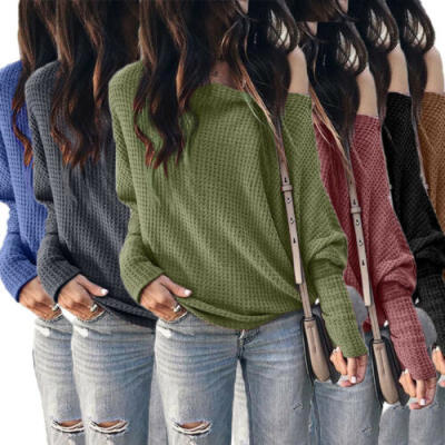 

Fashion Women Summer Solid Long Sleeve Off Shoulder Tops T-Shirt Blouse