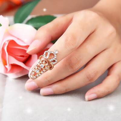 

Fashion Crown Crystal Finger Nail Art Ring Jewelry Fake Nail Art