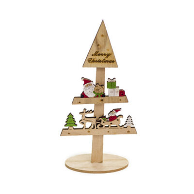 

New Hot Funny Wooden Christmas Tree Ornaments Creative Painted Party Christmas Desktop Decorations Ornaments