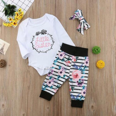 

AU Newborn Baby Little Sister Romper Big Sister T-shirtLong Pant Clothes Outfit