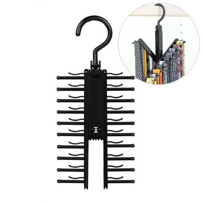 

Tie Rack 20 Row Home Creative Storage Finishing Plastic Silk Scarf Stand Black
