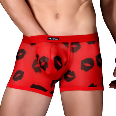 

Tailored Mens Sexy Underwear Sports Underwear Lips Printed Underwear