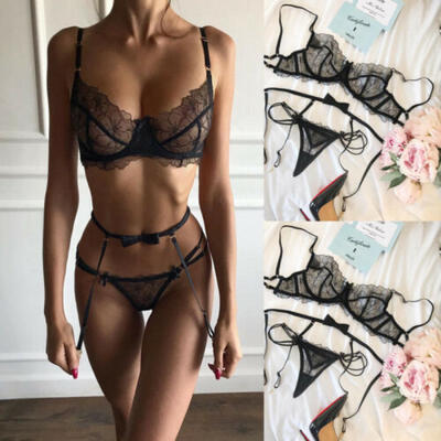 

Women Sexy Underwire Bra Set Mesh Push-up Bra Knicker Underwear Lingerie