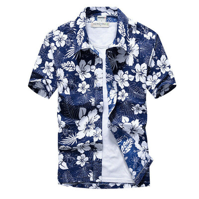 

Men Hawaiian T Shirt Short Sleeve Summer Holiday Floral Beach Blouse Shirts Tops