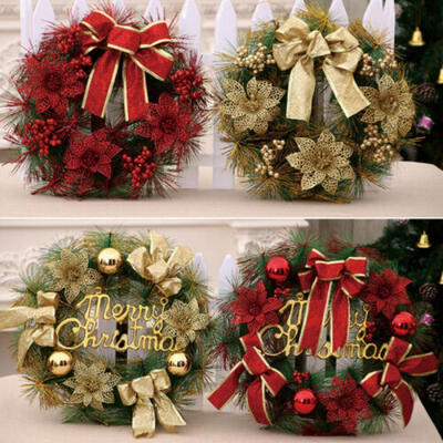 

30cm 12" or 40cm 16" Natural Christmas WreathHanging DecorationBallBow