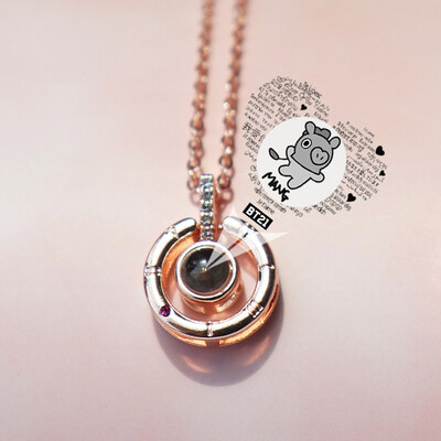 

Bracelet I Love You in 100 Languages Pendant Necklace Fashion Jewelry Alloy Chain Hot Gift for ARMY