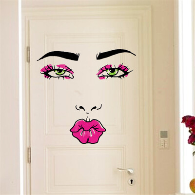 

〖Follure〗Wall Stickers Decor Women Face Red Lips Sticker Removable Art Home DIY Decals