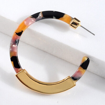 

NeillieN C-shaped acetic acid plate earrings womens fashion double-sided alloy sheet acrylic EarringsRound Earrings