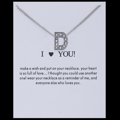 

Sale 26 Letters Pandent I Love You Fashion Simple Silvery Chain Rhinestone Charm Crystal Women Necklace Jewelry Gift