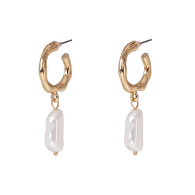 

2019 ZA New pearl hoop Earrings Fashion Boho Gold Statement Earrings For Women Weddings Party Irregular Geometric Jewelry Gift