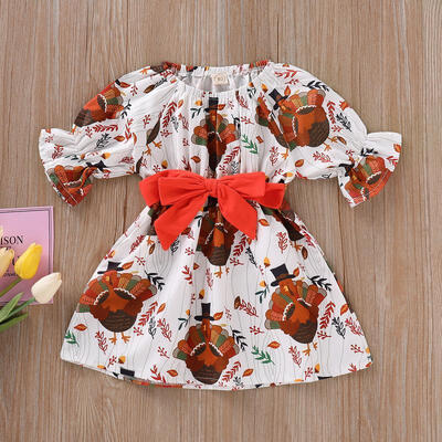 

USA Thanksgiving Newborn Kids Baby Girl Cartoon Turkey Party Tutu Dress Clothes