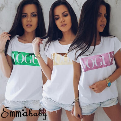 

VOGUE Women Short Sleeve T Shirts Fashion Ladies Summer Casual Blouse Tops Shirt