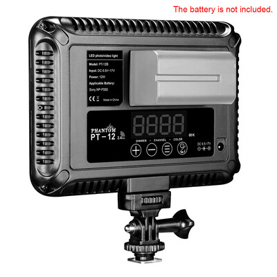 

PT-12B LED Photography Video Camcorder Fill-in Light Panel 3200-5600K Adjustable Color Temperature Brightness with Hot Shoe Adapte