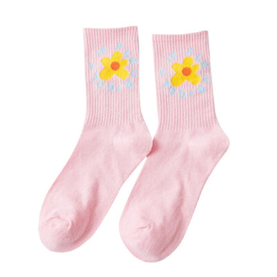 

Fashion Sweet Flower Print Cotton Sports Socks Skin-friendly Comfortable Men And Women Couple Skateboard Socks Small Flower