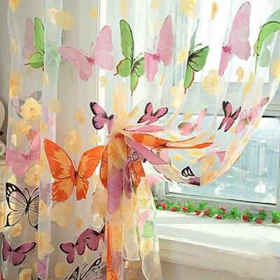 

1 Piece Butterfly Sheer Curtain Panel Window Room Divider