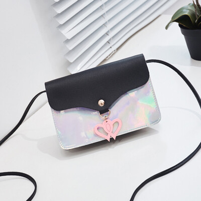 

Women Small Square Bag Fashion Shoulder Bag Love Heart Ornaments Oblique Bags Mobile Phone Packet