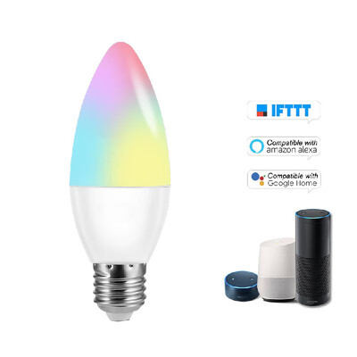 

V16-C Smart WIFI LED Bulb RGBW LED Candle Bulb 6W E26 Dimmable Light Phone Remote Control Group Control Compatible with Alexa Goo