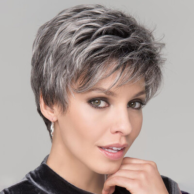 

〖Follure〗Old Women Mix Colors Natural Short Wavy Wig Humen Hair Curly Synthetic Wigs