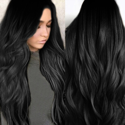 

Tailored Sexy Gradient Black Party Wigs Long Curly Hair Mixed Colors Synthetic Wig