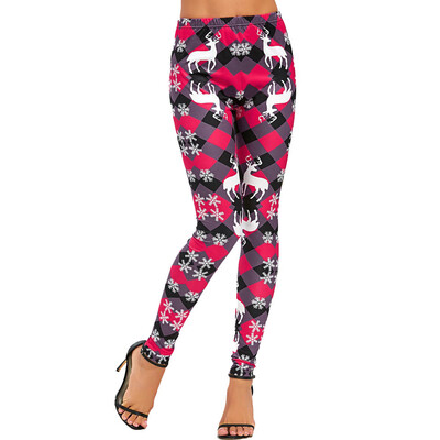 

Tailored Women Mid Waist Skinny Yoga Christmas Print Running Sports Pants Trouser