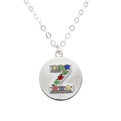 

Silver Alphabet Initial Letter A To Z Pendant Necklace Colorful Rhinestone Pendant Birthday Gifts Christmas Gifts For Women Girls