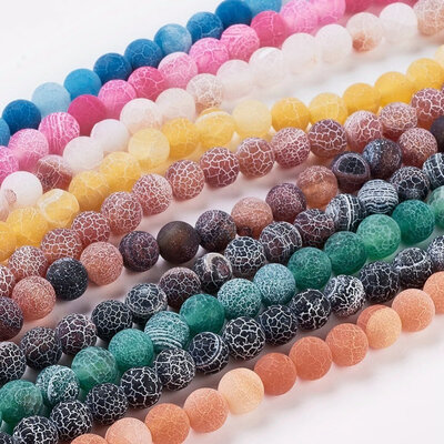 

Natural Crackle Agate Beads Strands Dyed Round Grade A Mixed Color 8mm Hole 1mm about 50pcsstrand 14