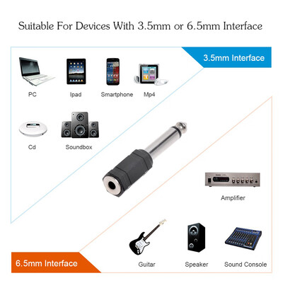 

5 Pcs Headphone Jack Adapter Audio Stereo Plug 65mm Male to 35mm Female Earphone Jack Adapter Converter