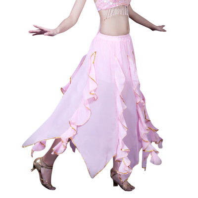 

Roseonmyhand Women Sequin Side Split Skirt Chiffon Belly Dance Performance Skirt