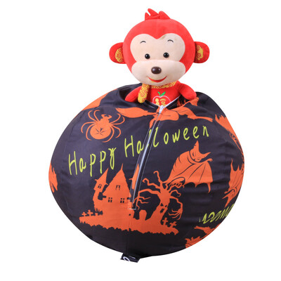 

Toponeto Halloween Pumpkin Kids Stuffed Animal Toy Storage Bean Bag Soft Stripe Chair BK