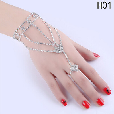 

Wedding Accessory Rhinestone Finger Ring Bracelet for Women